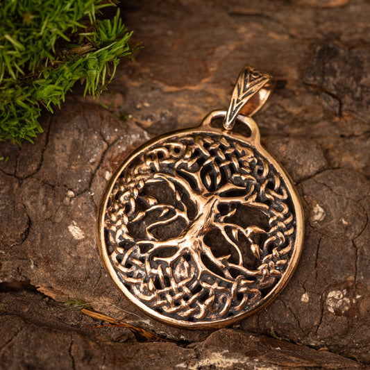 Yggdrasil Baum des Lebens runder Bronze-Anhänger – Bild 1