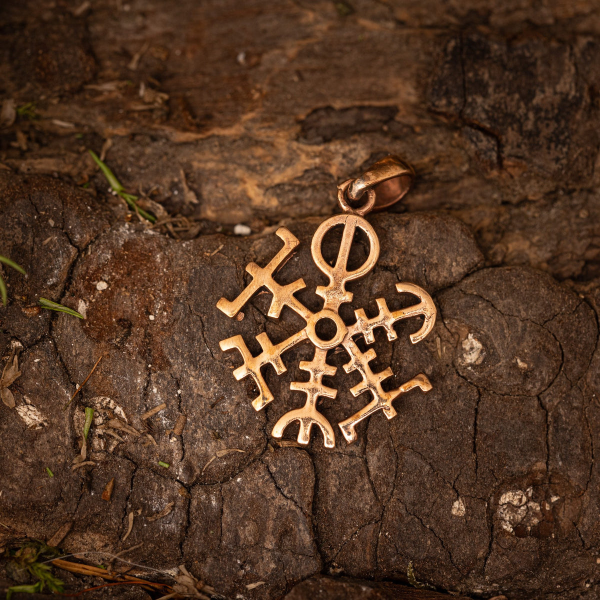 Wegweiser Rundes Amulett-Anhänger Bronze – Bild 1
