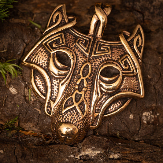 Bronze-Wolfskopf-Ornamentanhänger – Bild 1