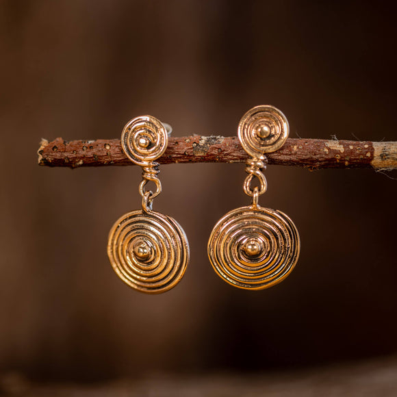 Hängende Ohrringe Spirale Bronze 
