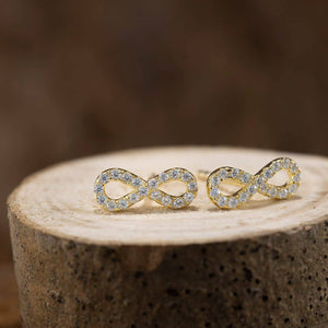 Ohrringe Infinity mit Steinen Vergoldetes 925er Silber